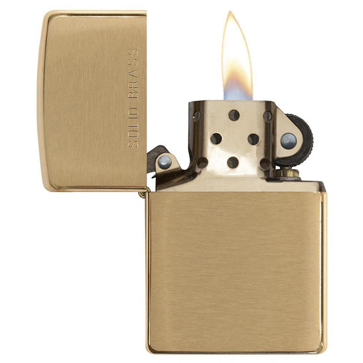 Zippo Windproof Lighter Brushed Brass Finish Classic Case - 204B