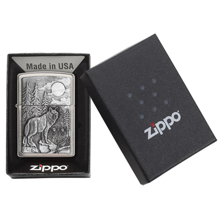 Zippo Windproof Lighter Timberwolves Emblem Brushed Chrome - 20855