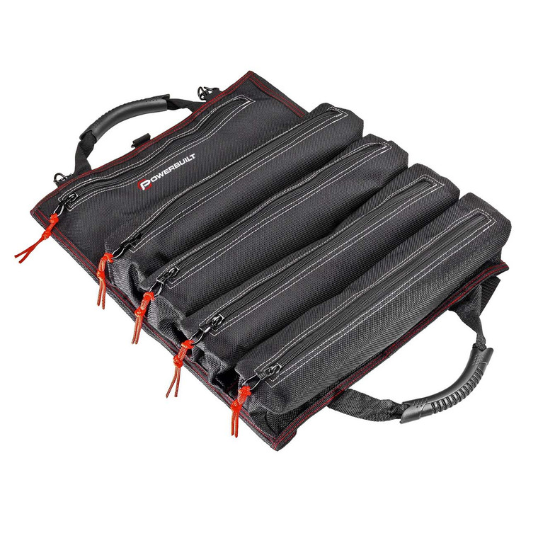 Powerbuilt 5 Zipper Pocket Roll Up Organizer Tool Bag - 240253