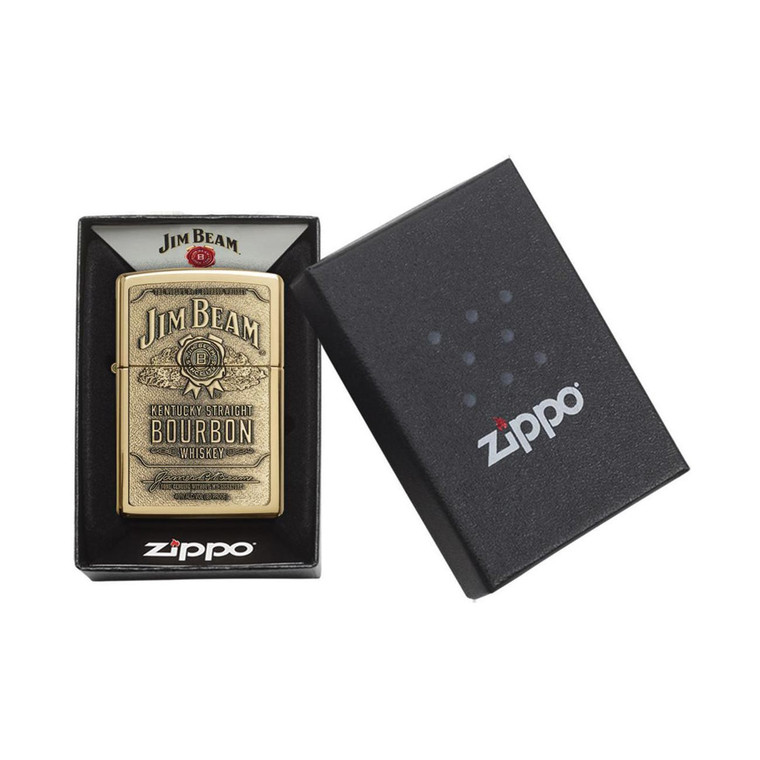 Zippo Windproof Lighter Jim Beam Brass Emblem High Polish Brass - 254BJB.929