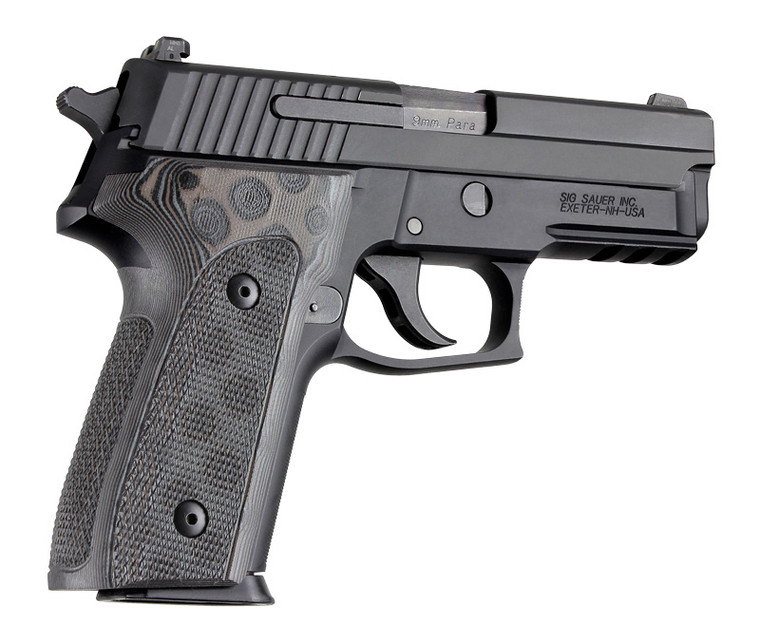 Hogue Sig Sauer P228 P229 Da Sa Checkered G10 Gmascus Blackgrey - 28177-BLKGRY
