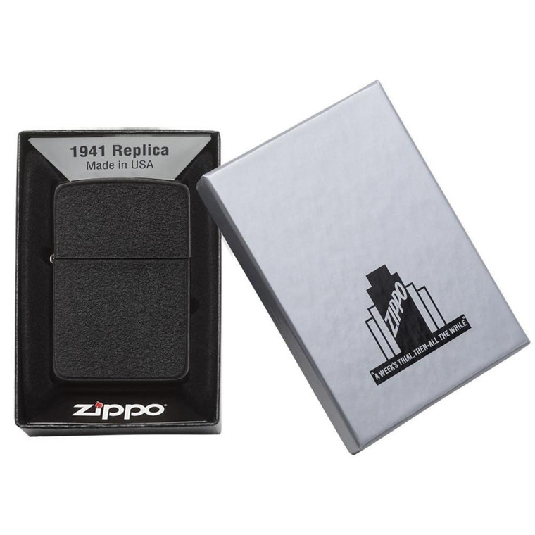 Zippo Windproof Lighter 1941 Replica Black Crackle Finish - 28582