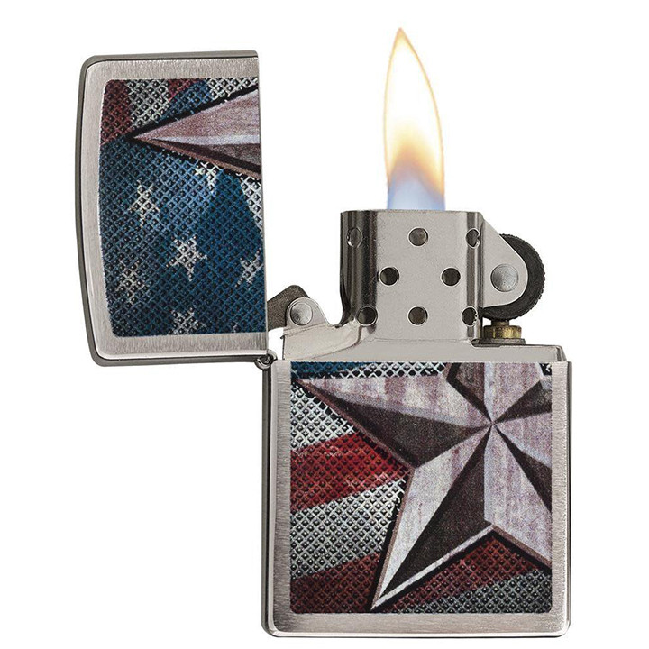 Zippo Windproof Lighter American Flag Retro Star Lighter - 28653