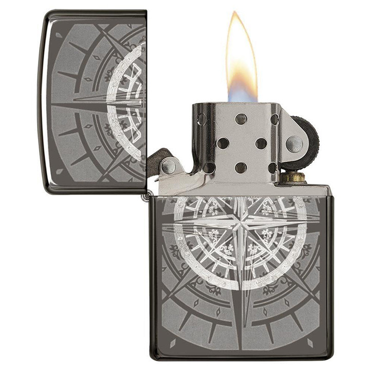 Zippo Windproof Lighter Black Ice Compass - 29232