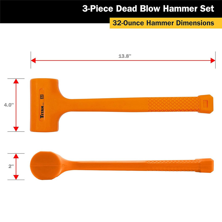 Titan Dead Blow Hammer Set - Includes 16oz 32oz 48oz (3-piece Set) - 63143