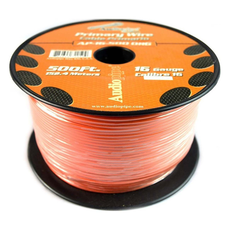 Audiopipe Primary Wire 16-gauge 500 Foot Spool - Orange - AP16500OR