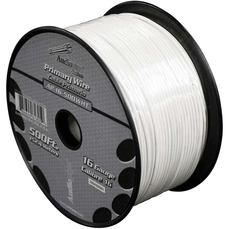 Audiopipe Primary Wire 16-gauge 500 Foot Spool - White - AP16500WH