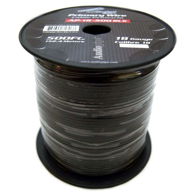 Audiopipe Primary Wire 18-gauge 500 Foot Spool - Black - AP18500BK