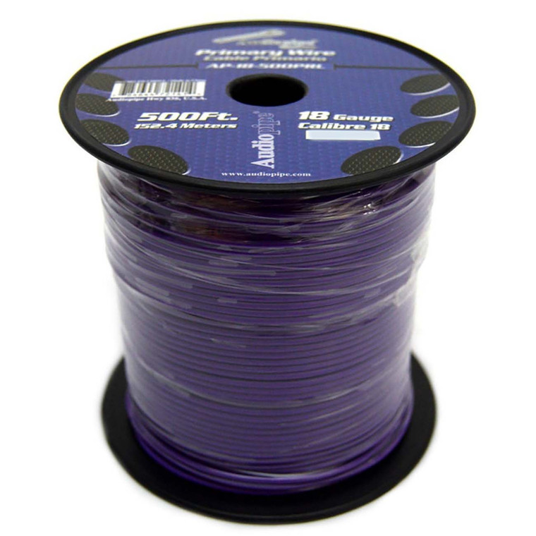 Audiopipe Primary Wire 18-gauge 500 Foot Spool - Purple - AP18500PL