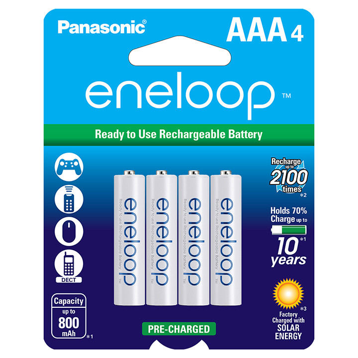 Panasonic Eneloop "aaa" Rechargable Batteries (4-pack) - BK-4MCCA4BA