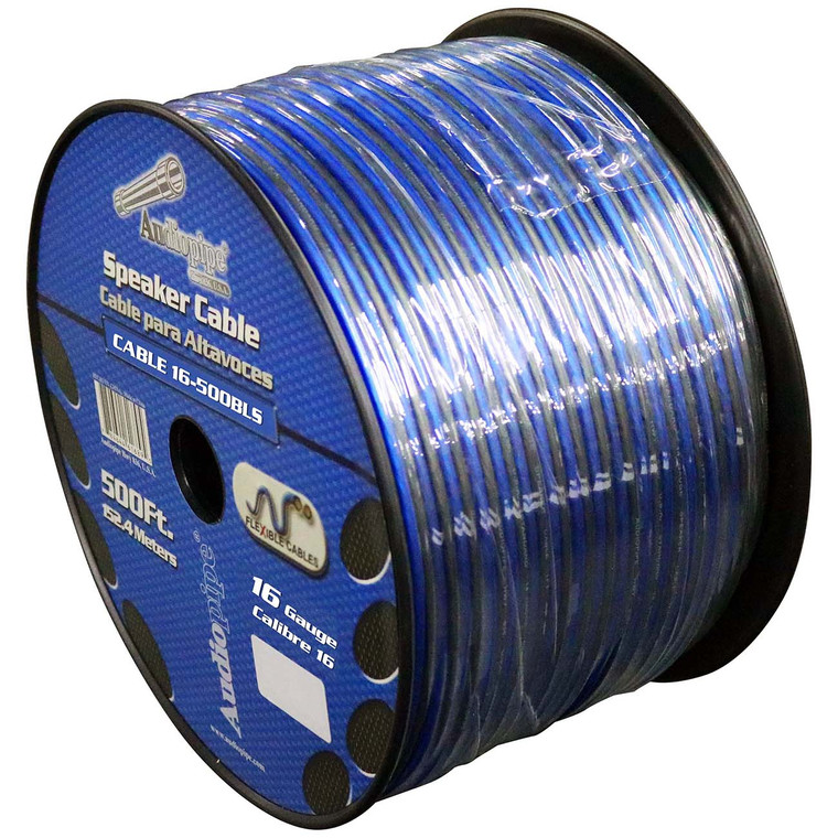 Audiopipe Speaker Wire 16-gauge 500 Foot Spool - Blue/clear - CABLE16BLS500