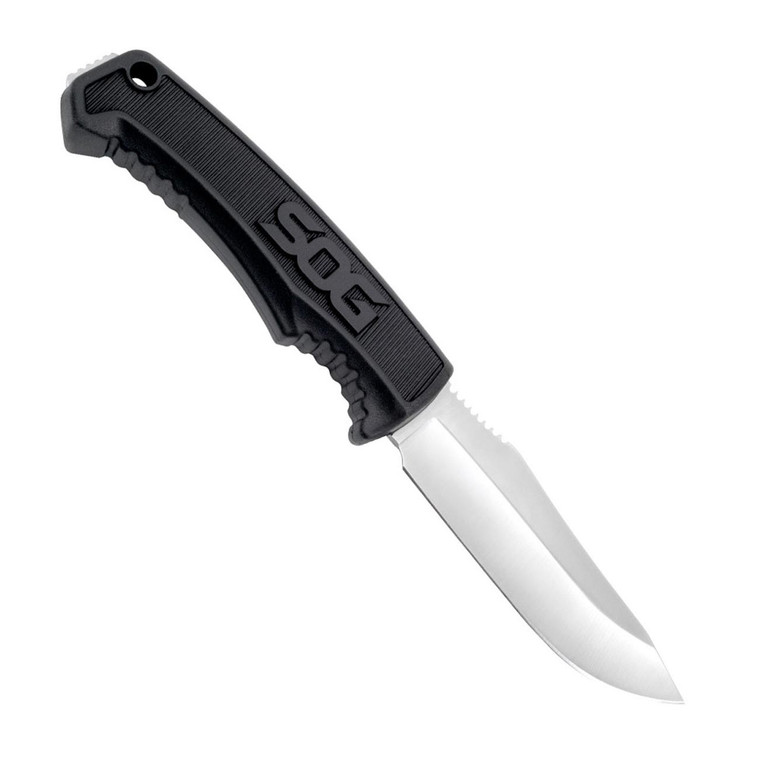 Field Knife Fixed 4" Satin Plain Clip Point Blade Thermoplastic Rubber Handles Grn Sheath - FK1001-CP