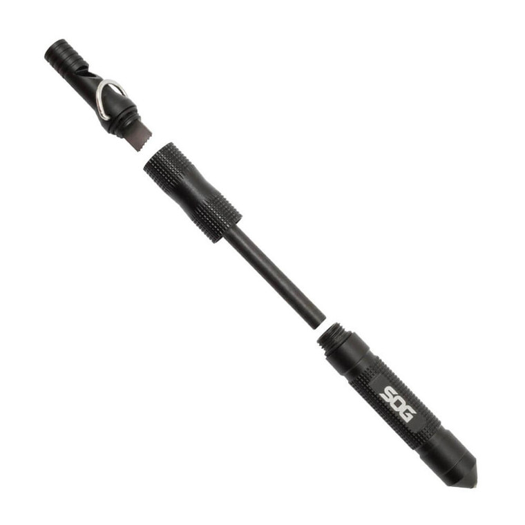 Sog Flint With Safety Whistle Fire Starter Tinder Compartment And Carbide Glass Breaker 4.3" Over - FT1001-CP