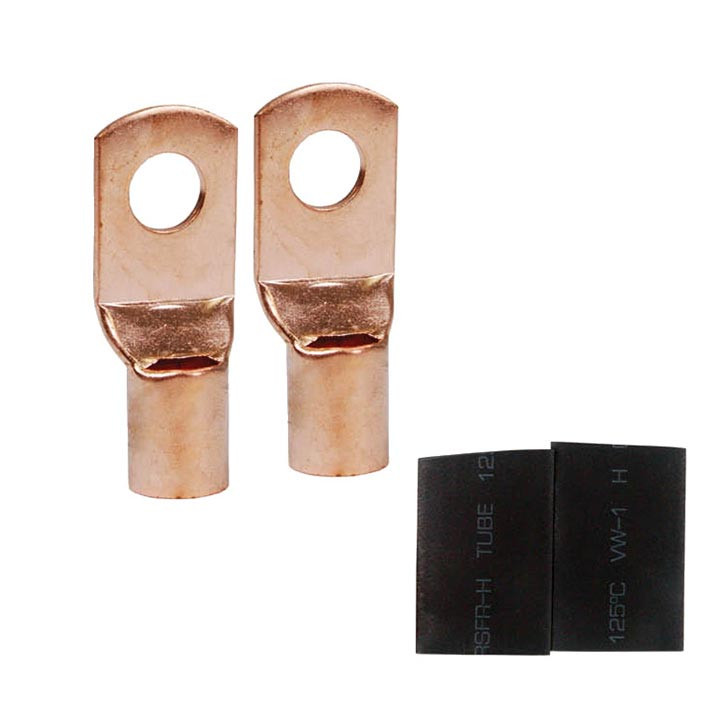 Nippon Crimp Style Copper Ring Terminal 4ga. 1/4" - Black (pair) - IS-PTRC-4-8