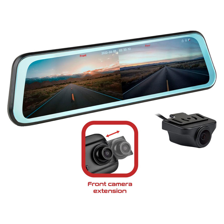 Installation Solution Mirror With Front/rear View Camera With 9.66" Monitor And Dvr - IS-RVDVR-99