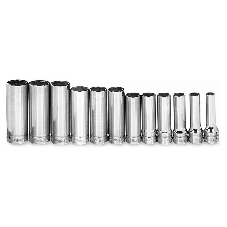 Williams Metric 3/8" Drive Deep Supertorque Socket Set  6 Point (12 Piece) - JHWMSBD12HRC