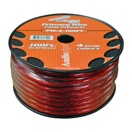 Audiopipe Power Cable 4-gauge 100 Foot Spool - Red - PW4100RD