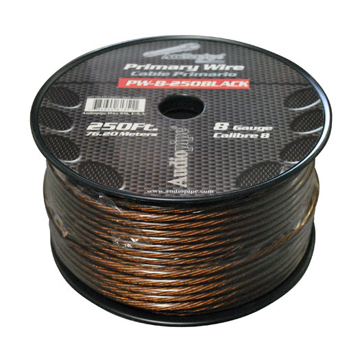 Audiopipe Power Cable 8-gauge 250 Foot Spool - Black - PW8BK
