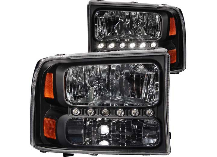 Anzo - 9904 F250/f350 Sd/0004 Excursion Headlights Black 1 Pc Drive/pass - 111106