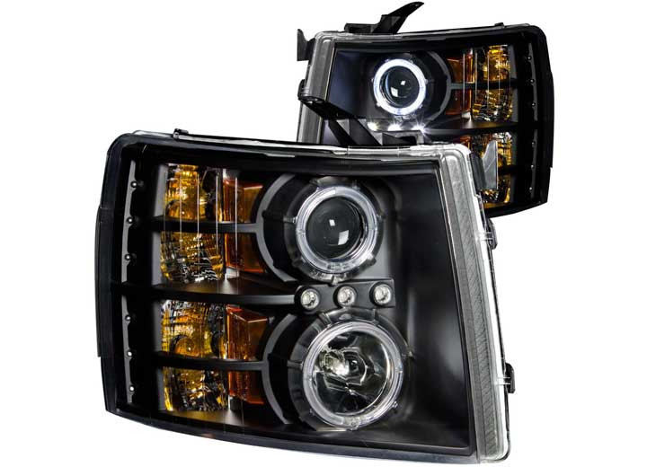 Anzo - 0713 Silverado 1500/silverado 2500/3500 Headlights Black Clear Projectors With Halos Driv/pass - 111107