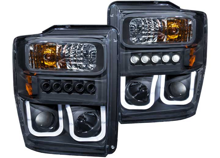 Anzo - 0810 F250/350/450 Headlight Projector W/ubar Black Clear Driver/passenger - 111305