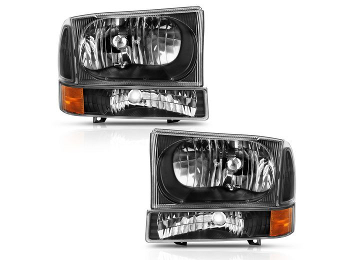 Anzo - 0004 Excursion Headlights W/ Corner Lights Black Amber Without Bulb - 111457