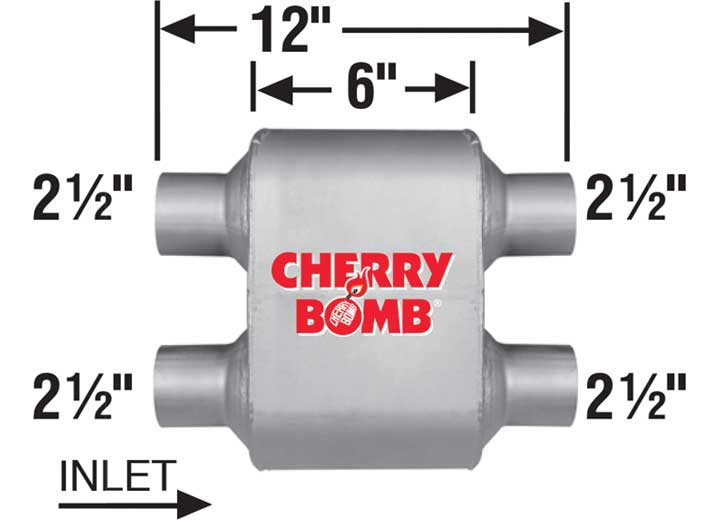 AP Exhaust - Muffler  Cherry Bomb Extreme D/d 12in Oal 2.50in(2)in2.50in(2) - 7481CB