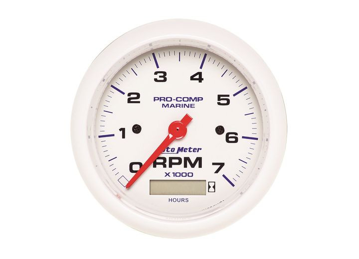 Auto Meter - Gauge Tachometer 3 3/8in 7k Rpm W/ Hourmeter Marine White - 200890