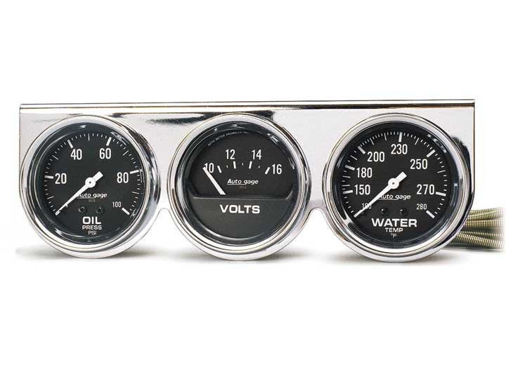 Auto Meter - 25/8in 3 Gauge Console Oil/water/volt Chrome - 2399