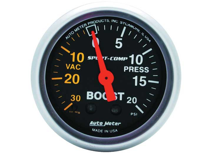 Auto Meter - 2in Boostvac 30 In. Hg/ 20 Psi Mech Sportcomp - 3301