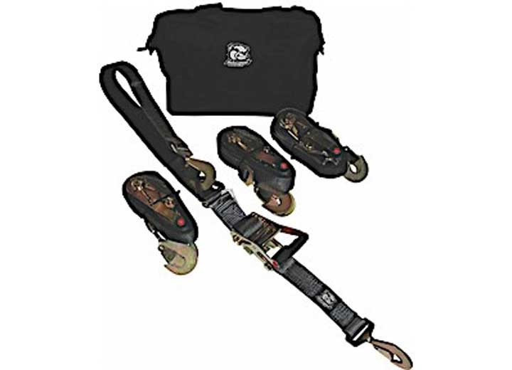 Bulldog Winch - Set Of 4 2in X 10ft Ratcheting Axle Straps Breaking Strength And 3335 Lb - 20230