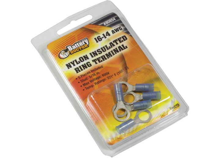Battery Doctor - 1614awg 5/16in Nylon Ring Terminal 5 Pcs - 80854