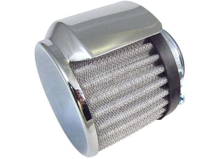 Big End Performance - Chrome Plated 1 3/8in Clampon Breather W/sheild - 70142