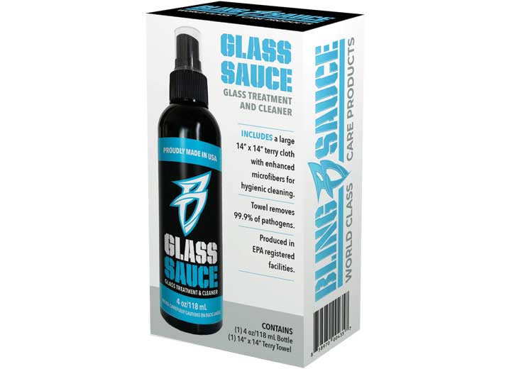 Bling Sauce - Glass Sauce 4oz Kit Glass Cleaner & Treatment With Terry Towel Enhanced With Microfibers - BS_GLASS0004_KIT