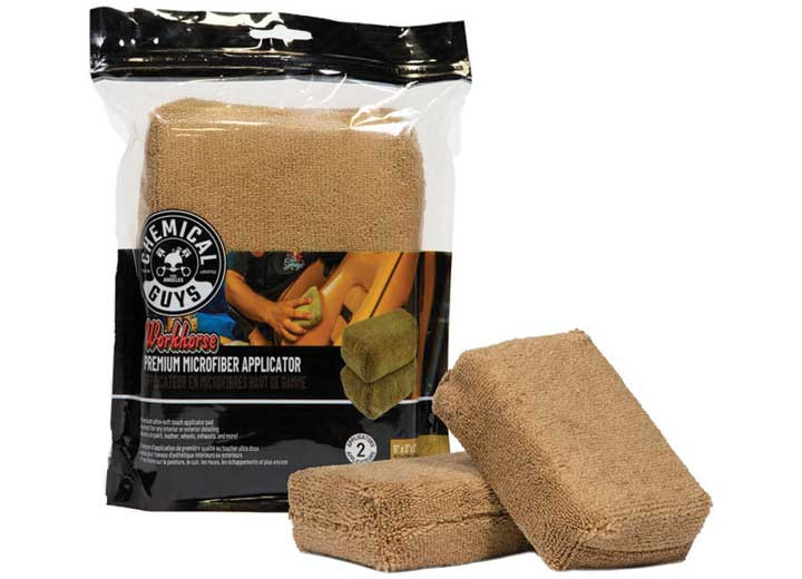 Chemical Guys - Workhorse Premium Microfiber Applicator Tan 5in X 3in X 1.5in (2 Pack) - MIC28402