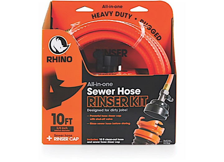 Camco - Rhinoflex 10ft Clean Out Hose System With Rinse Cap - 22999