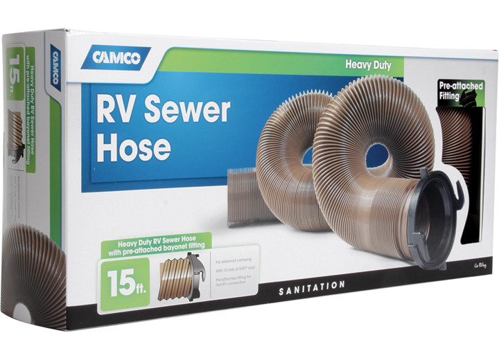 Camco - Hts 15ft Heavy Duty Sewer Hose With Straight Hose Adapter - 39691