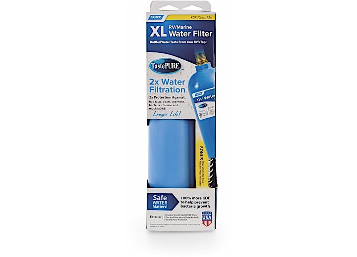 Camco - Tastepure Xl Water Filter (kdf)w/flexible Hose Protector - 40019