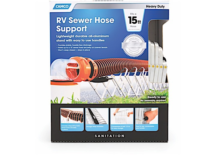 Camco - Sewer Hose Support  15ft Folding Aluminum (e/f) - 40353