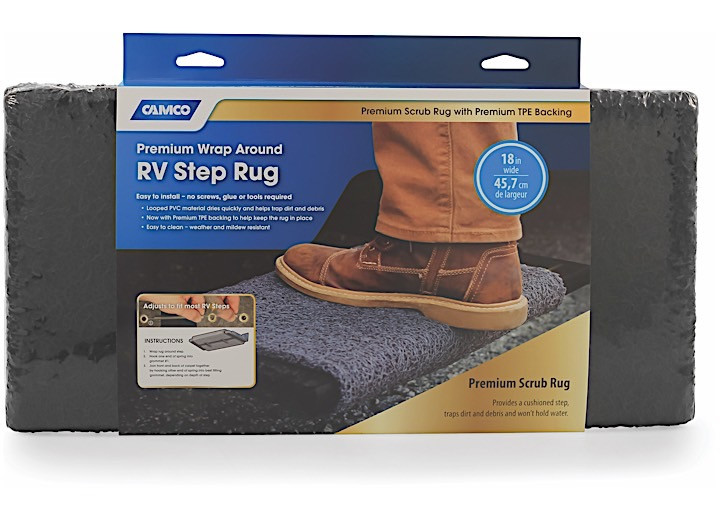 Camco - Step Rug Premium Pvc Scrub W/uv&tpe Back  17.5in X18in Gray - 42964