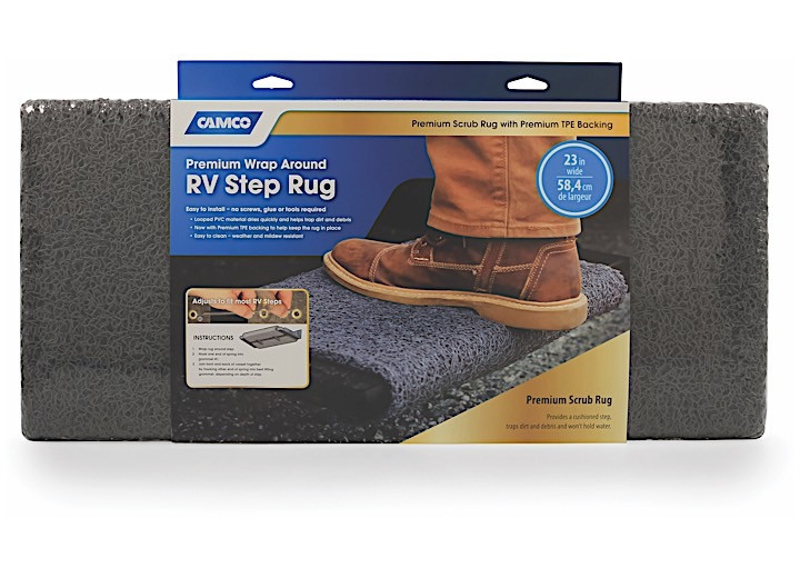 Camco - Step Rug Premium Pvc Scrub W/uv&tpe Back  22in X23in Gray - 42968