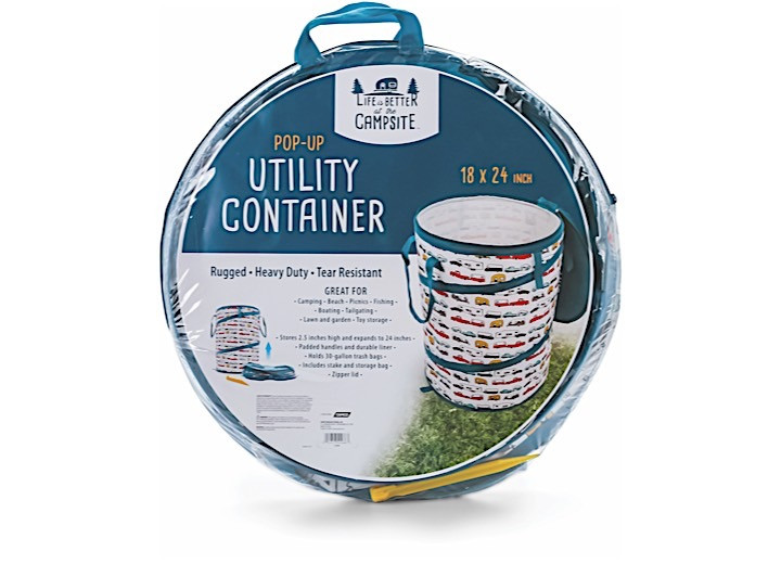 Camco - Popup Utility Container 18in X 24in Life Is Better Rv Print - 42986