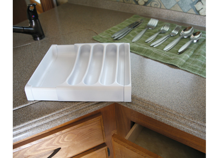 Camco - Adjustable Cutlery Tray White - 43503