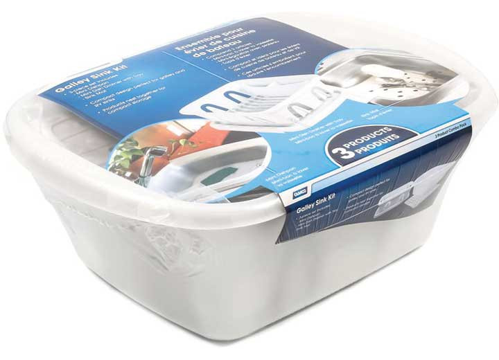 Camco - Sink Kit W/dish Drainer Dish Pan & Sink Mat - 43517
