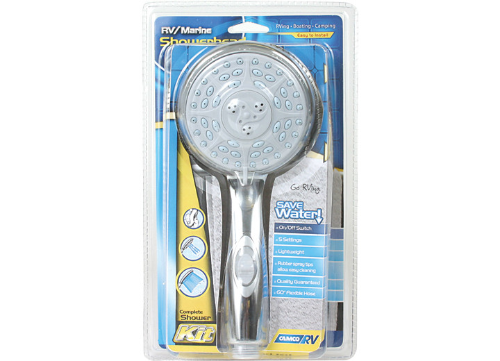 Camco - Shower Head Kitchrome W/ Oos Includes Hoseheadmount&hrdwr - 43713
