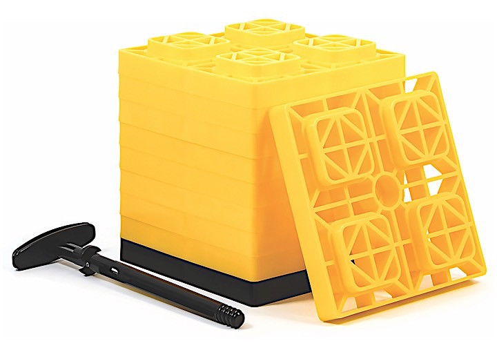 Camco - Fasten Leveling Blocks With Thandle 2x2 Yellow 10 Pack - 44512