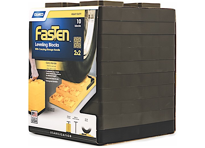Camco - Fasten Leveling Blocks With Thandle 2x2 Brown 10 Pack - 44521