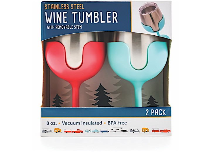 Camco - Life Is Better At The Campsite Wine Tumbler Set (blue/pink) - 51915