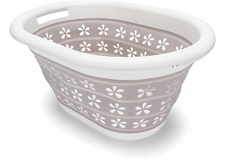 Camco - Collapsible Utility Basket Small White/taupe - 51951
