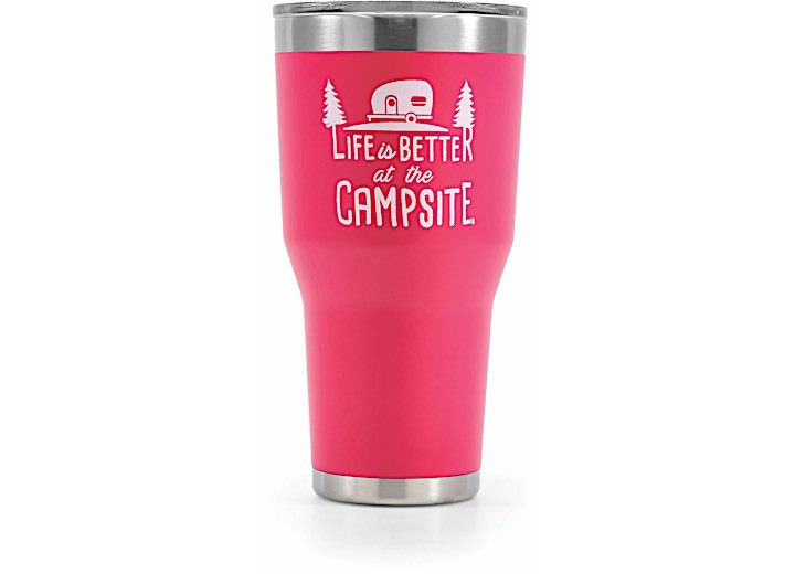 Camco - Life Is Better At The Campsite Tumbler Painted Coral Pink 30oz - 53062